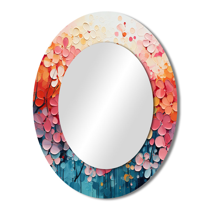 Coral Oasis I - Modern Oval Wall Mirror, 43" x 33"
