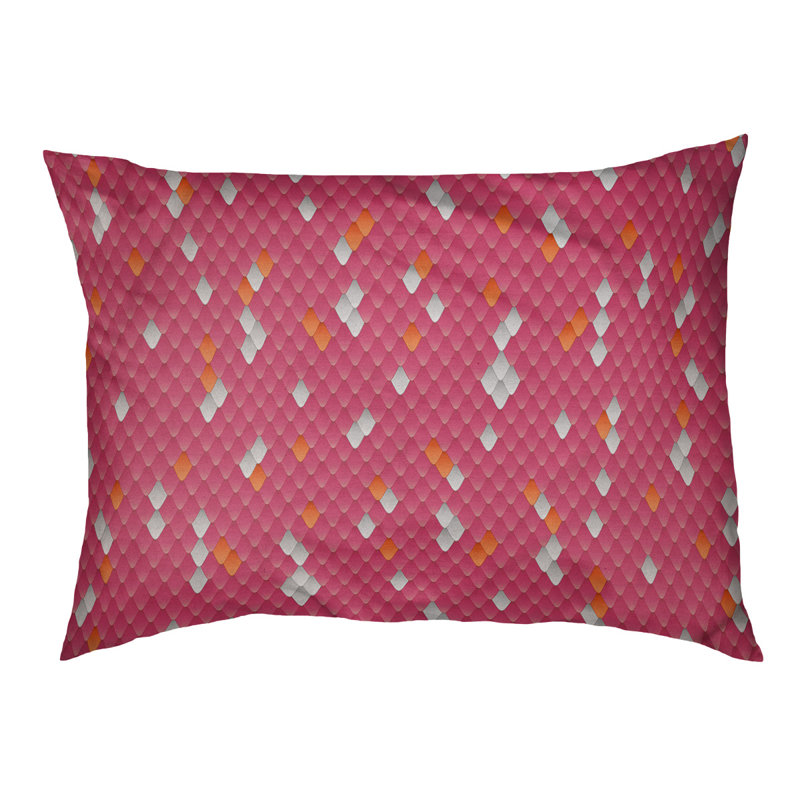 Coussin décoratif à écailles de serpent, Moyen (L 30 po x l 40 po), Rose / orange, Utilisation intérieure / extérieure