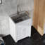 Armoire à linge blanche 24 po avec évier et robinet en acier inoxydable