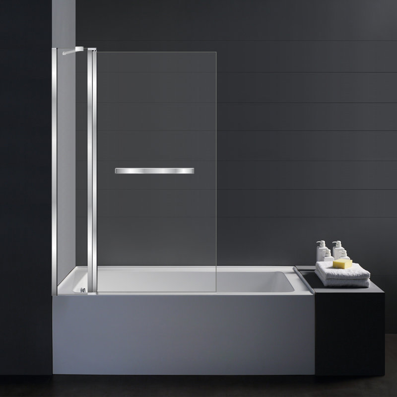 Porte de baignoire sans cadre de 40,5 po x 55 po à charnières, Chrome