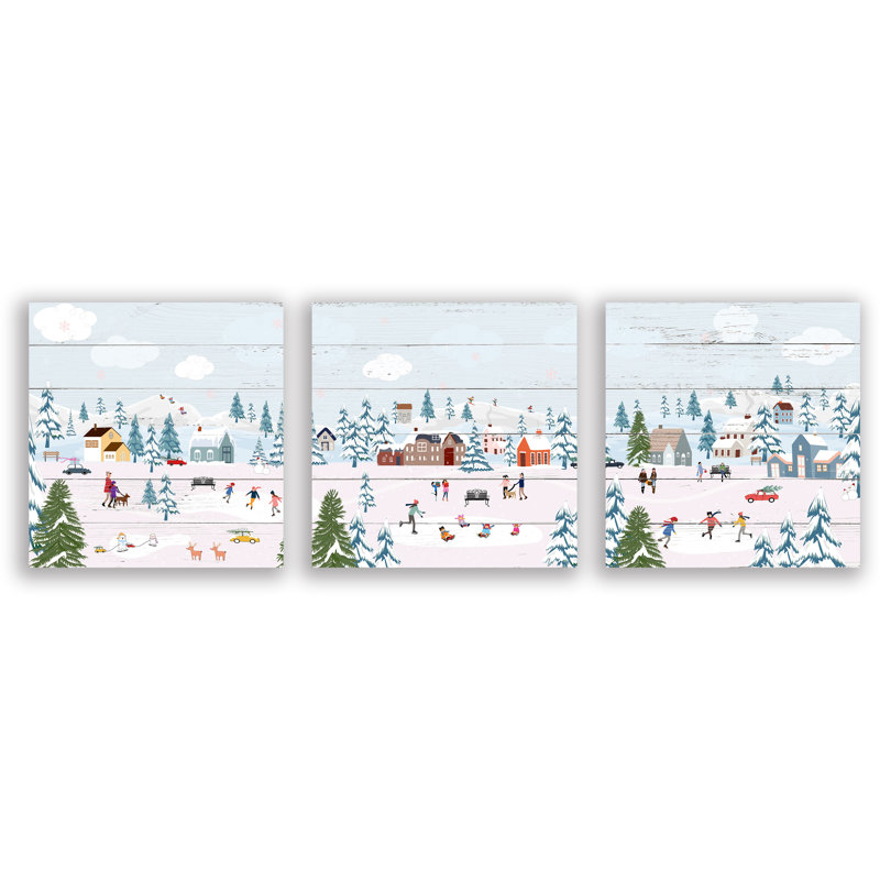 «Winter Village Cheer», art mural sur toile tendue, H 12 po x l 36 po, 3