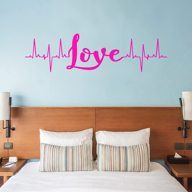 Adhésif décoratif «Love Heartbeat», H 8 po x l 30 po, Rose vif