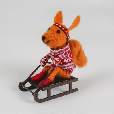 Squirrel on Sledge Hanging Figurine Ornament