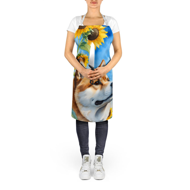 Akita en tablier tournesols