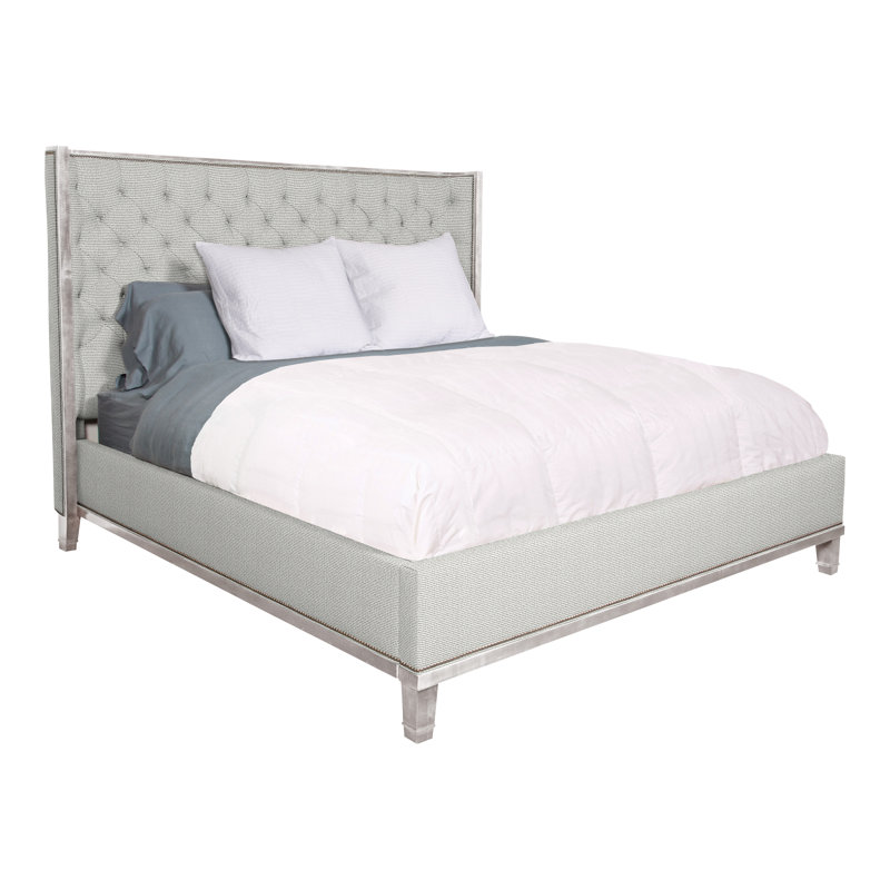Michael Weiss Solid Wood Wingback Bed, Ian Pewter, Queen, Navajo