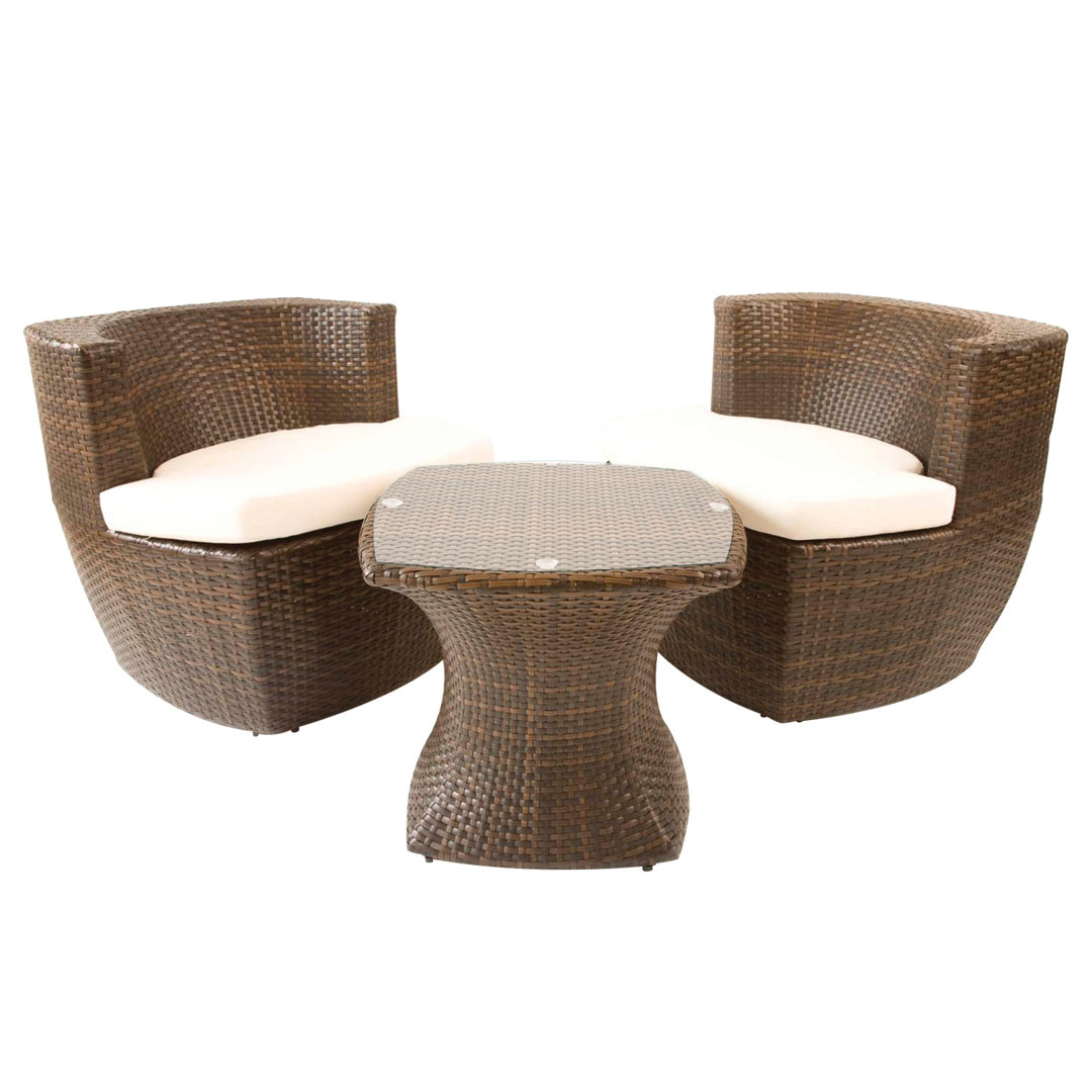 2-Sitzer Lounge-Set Provence aus Rattan mit Polster