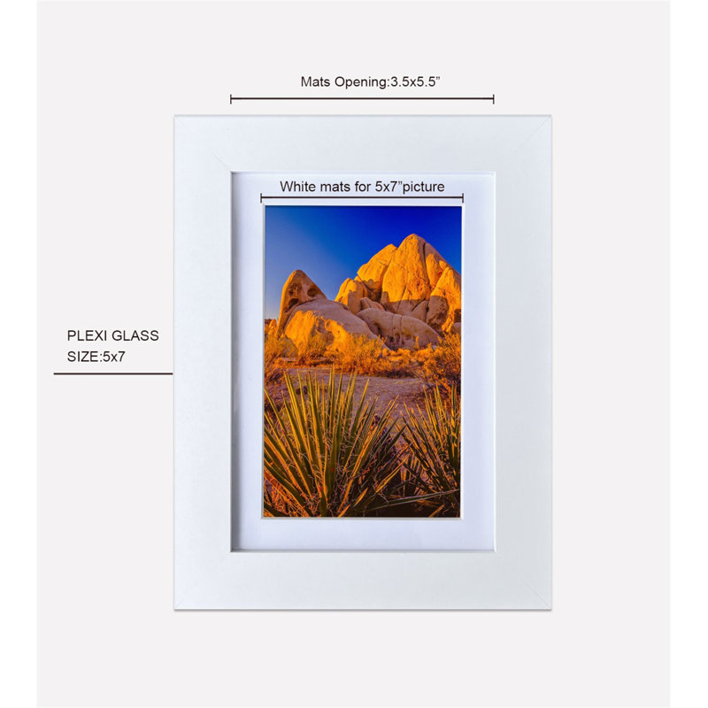 Cadre de photo MDF blanc 5 * 7 "mural et présentoir de table, paquet de 6