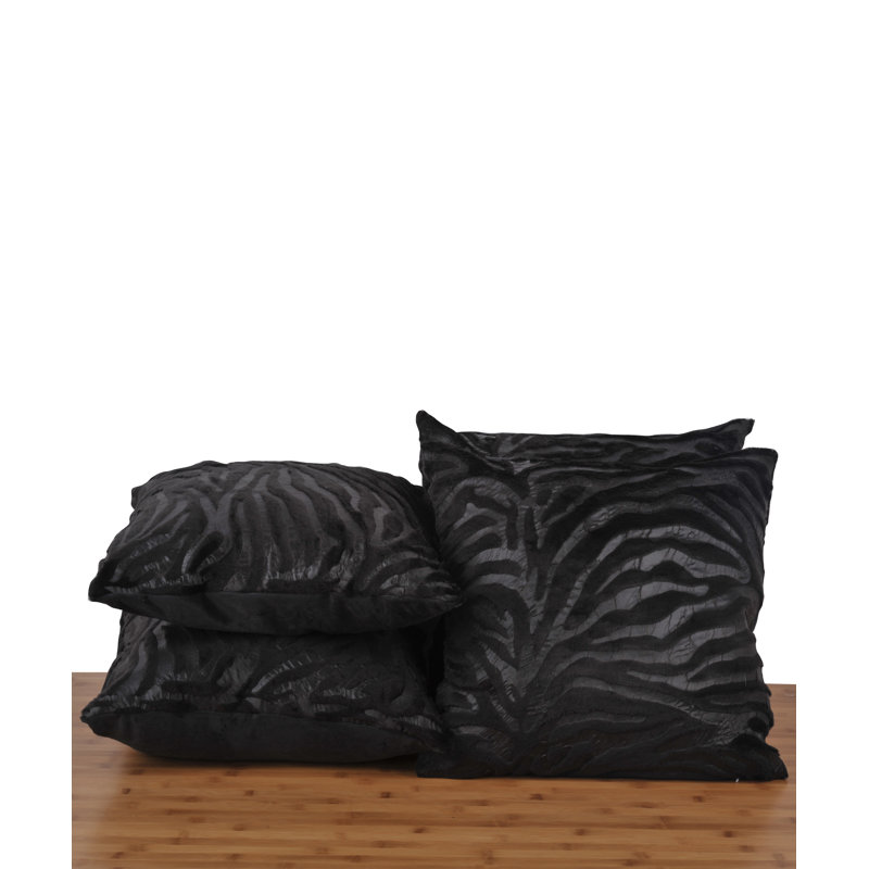 Mink Embossed Throw Pillow Cover, Black
