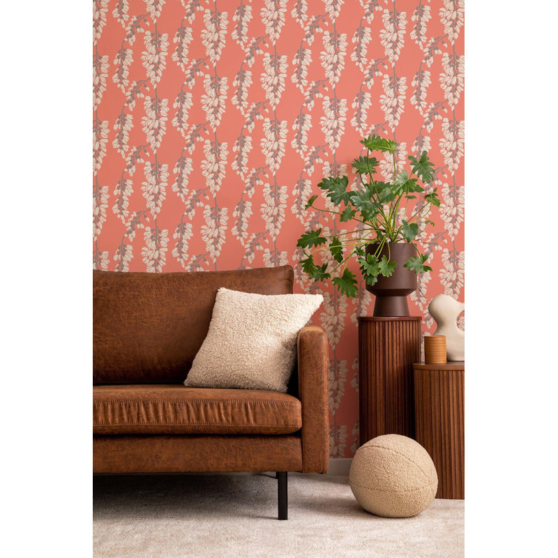 Nomad Heart Breaker 10' L x 24" W Wallpaper Roll, Cayenne, Faux Grasscloth, Non-pasted