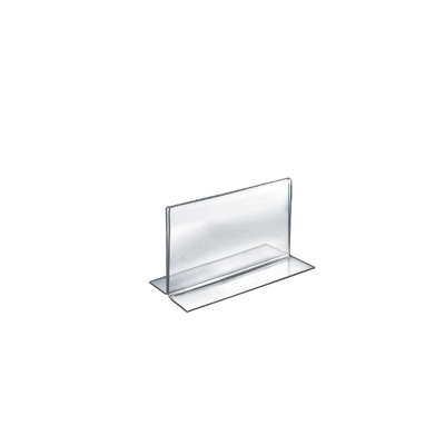 Bottom Loading Clear Acrylic T-Frame Sign Holder 6" Wide x 4''High- Horizontal/Landscape, 10-Pack