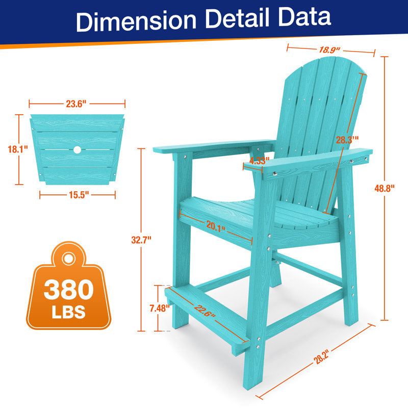 Chaise Adirondack avec table Borghild Hips, Bleu lac