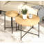 Ensemble de tables basses et de tables de bout 2 pièces avec panneau de fibres à densité moyenne imperméable, housse en PVC, conception cylindrique vieillie et pieds en métal noir pour un charme rustique classique-185249402