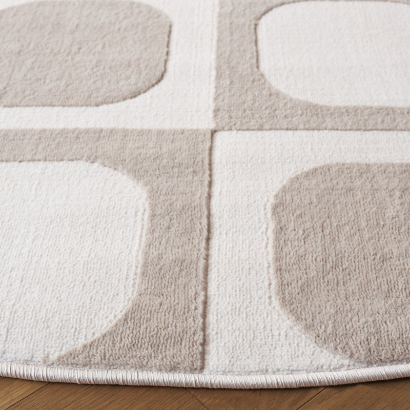 Tapis carré en polyester / polypropylène à motif géométrique tissé à la machine 6 pi 3 po x 6 pi Petherton, Carré 6 pi 3 po
