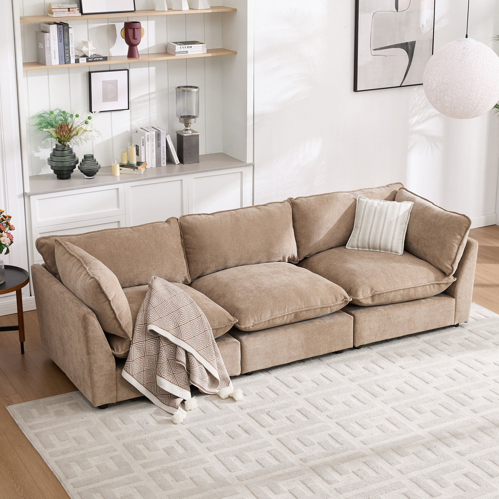 Eagan 106" Modular Sofa, Khaki Chenille
