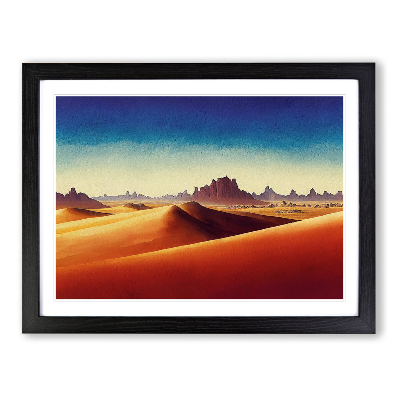 Desert in Watercolour Vol.2 1 Piece Single Picture Frame Wall Art, 46cm H x 64cm W, Black