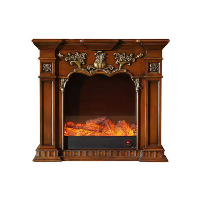 Walnut Solid Wood Electric Fireplace