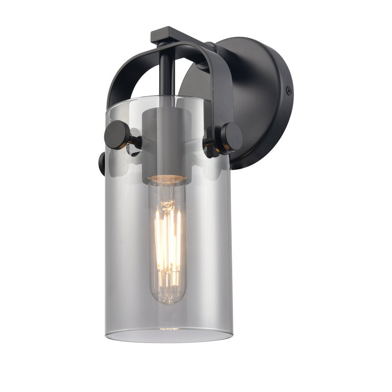 Applique murale 1 lumière 7 po Siglerville, Plaqué couleur fumée, Noir mat