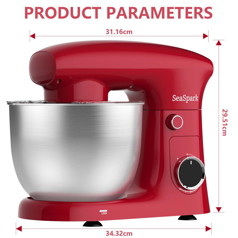 Seaspark Stand Mixer, 5.5qt Tilting 10 Speed Kitchen Electric Mixer With Stainless Steel Bowl, Dough Hook, Flat Mixer, Suitable For Most Home Chefs