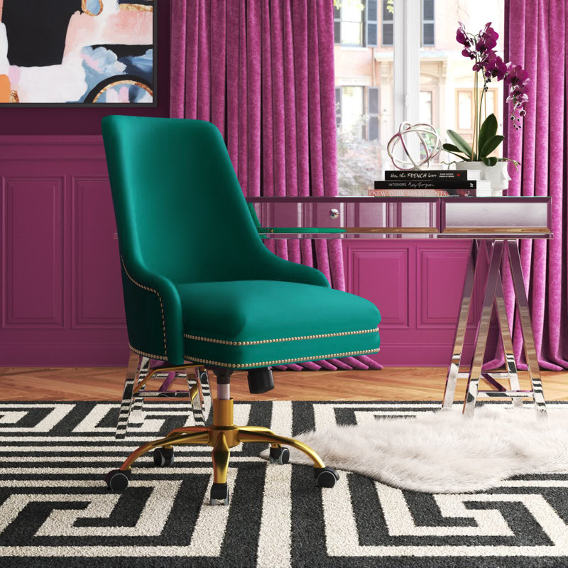 Chaise de travail inclinable et pivotante Clyde, Bleu sarcelle