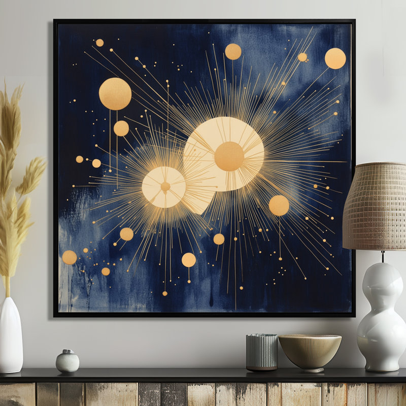 Constellation Wall Art, Abstract Starburst Canvas, Cemya, Cadre flottant noir, H 16 po x l 16 po
