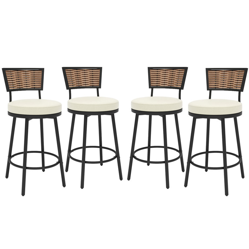 Swivel Outdoor Bar&Counter Stool with Cushion(Set of 4)