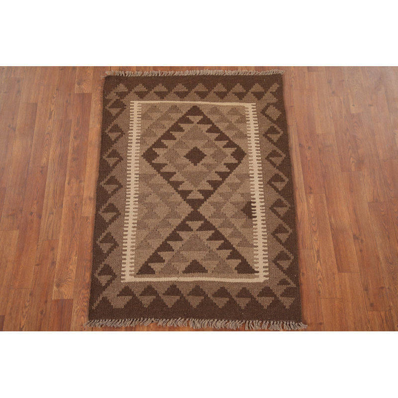 Geometric Kilim Oriental Wool Rug 3x4