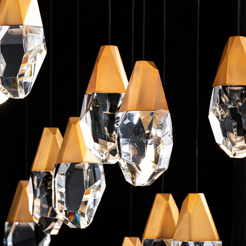Martini 41 Light Crystal LED Multi-Light Pendant, Clear, Aged Brass
