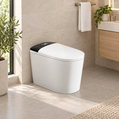 E40 One-Piece Smart Toilet with Built-In Bidet, Auto Open/Close Lid, Heated Seat, Warm Air Dryer, Dual Flush and Antimicrobial Seat