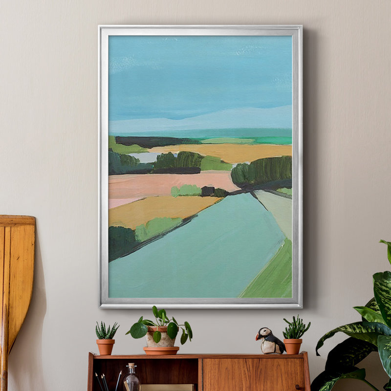 «Bright Colored Countryside II», reproduction encadrée de qualité supérieure - prête à être accrochée, Argent