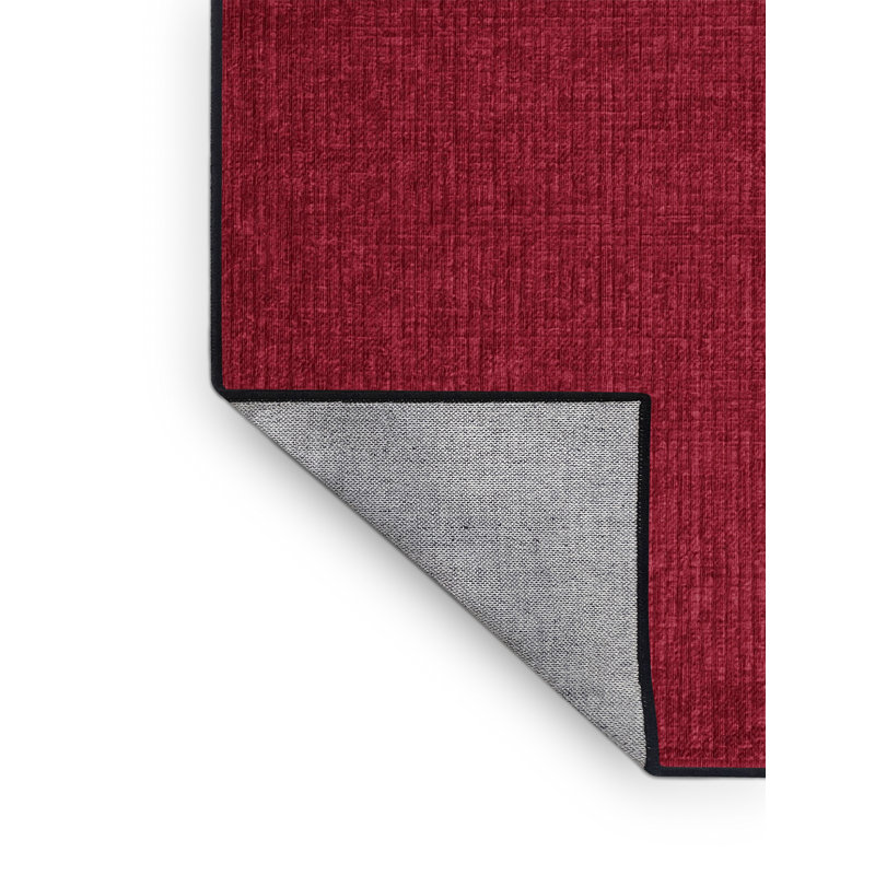 Machine Washable Solid Red Area Rug, Round 6'