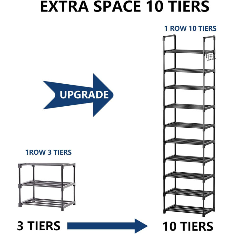 10 Tier DIY Shoe Rack Organizer Storage 20-24 Pairs Shoes Shelves Space  Standing