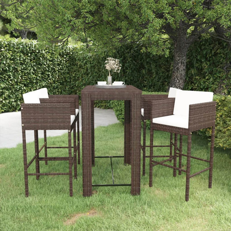 Bar Set Steel Frame Material, White, Brown