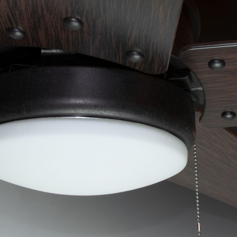 Whirl 60'' Ceiling Fan with LED Lights, Forged Black with Toasted Oak Blades