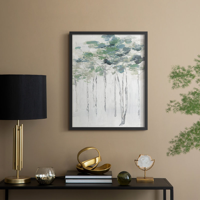 Impasto Tree Line II, reproduction encadrée - bois massif, Noir, H 21 po x l 17 po