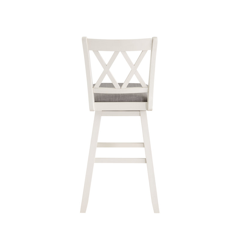 Renetta Swivel Upholstered Counter Stool, Cream/White, Bar Stool (29” Seat Height), Gray 100% Polyester