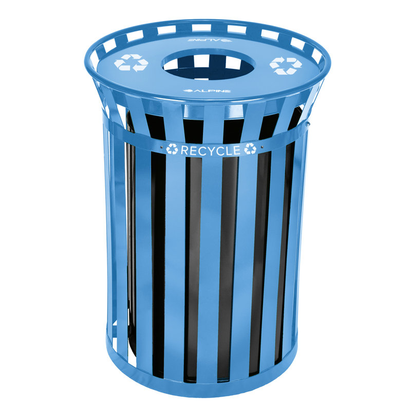 Poubelle commerciale 38 gallons, H 36 po x l 27 po x P 27 po, Bleu