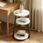Table d'appoint ronde à 13 niveaux 13,85 po pour le salon, table de bout en métal blanc et noir avec tablettes en marbre, table basse peu encombrante pour livres et télécommandes - H 23,5 po-920905076