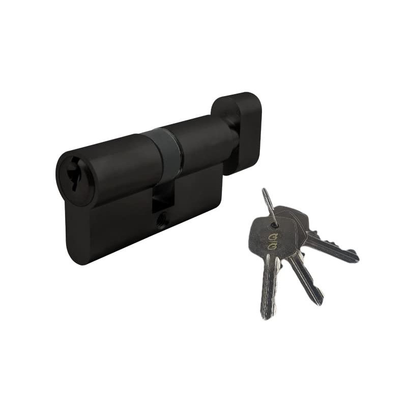  Thumb Turn Euro Cylinder Lock in Satin Nickel Finish, Euro Door Barrel Lock with 3 Keys - 35T/35, 70 mm