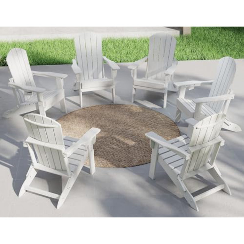 Folding Adirondack Chair, SGS Tested, Wooden Textured with Cup Holder, Heavy All-Weather HDPE Comfortable Set Poolside Backyard Lawn