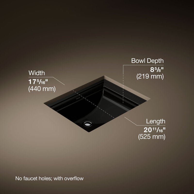 Memoirs® Vitreous China Rectangular Undermount Bathroom Sink with Overflow, Black