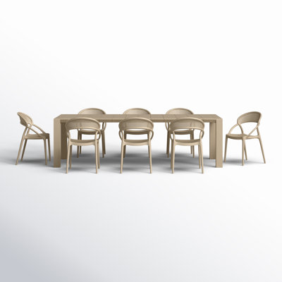 Farrah Extendable Plastic 9-Piece Patio Dining Set