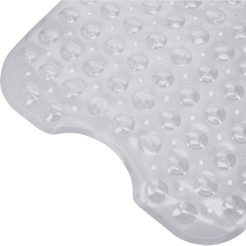 NON SLIP SHOWER MAT FOR BATHROOM (WITH SUCTION CUPS), Rectangle- 100cm L x 40cm W, White