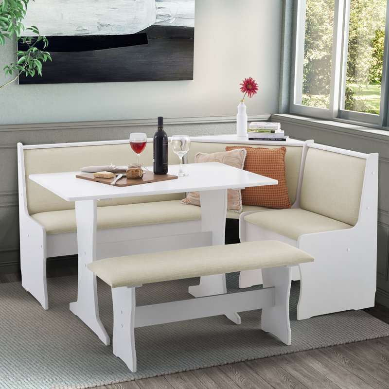 Ensemble de coin-repas avec rangement pour 5 personnes Kasdan, Blanc
