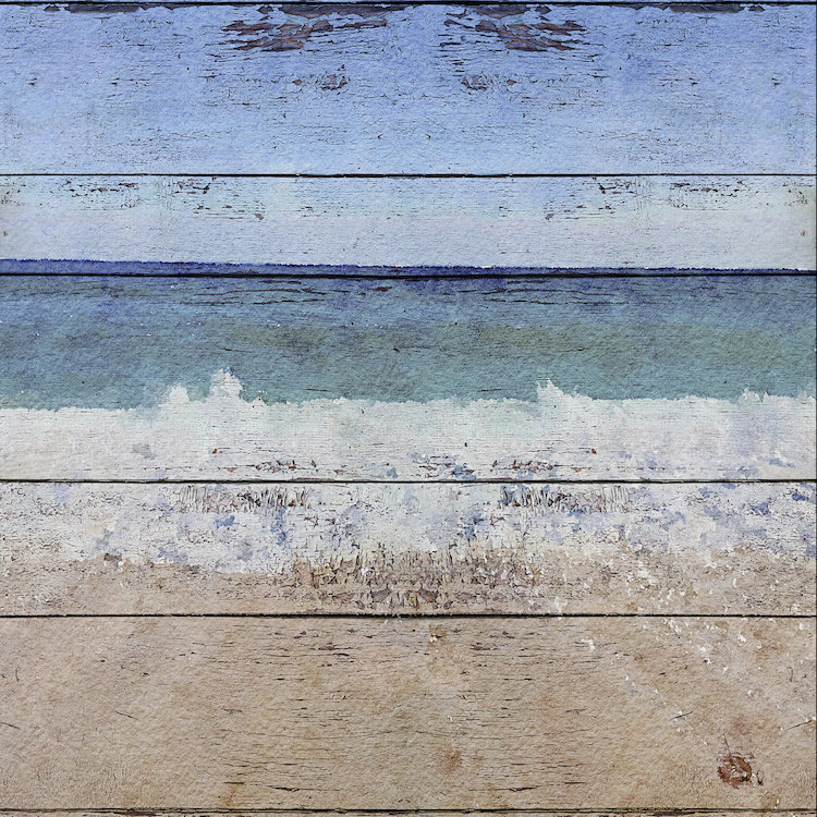 «Seascape I», impression sur toile, H 18 po x l 18 po x P 1,5 po, Toile avec cadre flottant noir, Pas de tapis