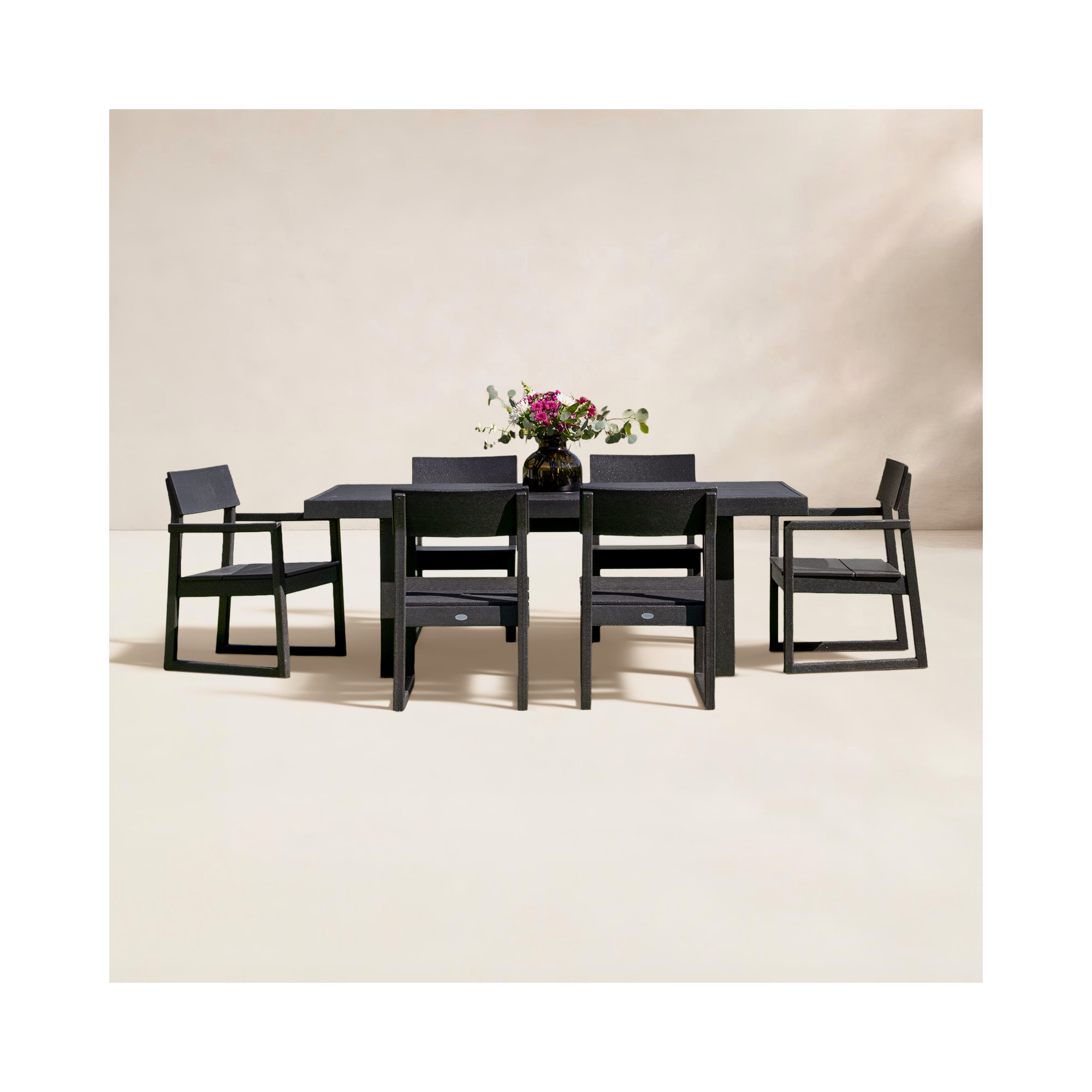 Edge 78" Rectangular 6-Person Dining Set, Black