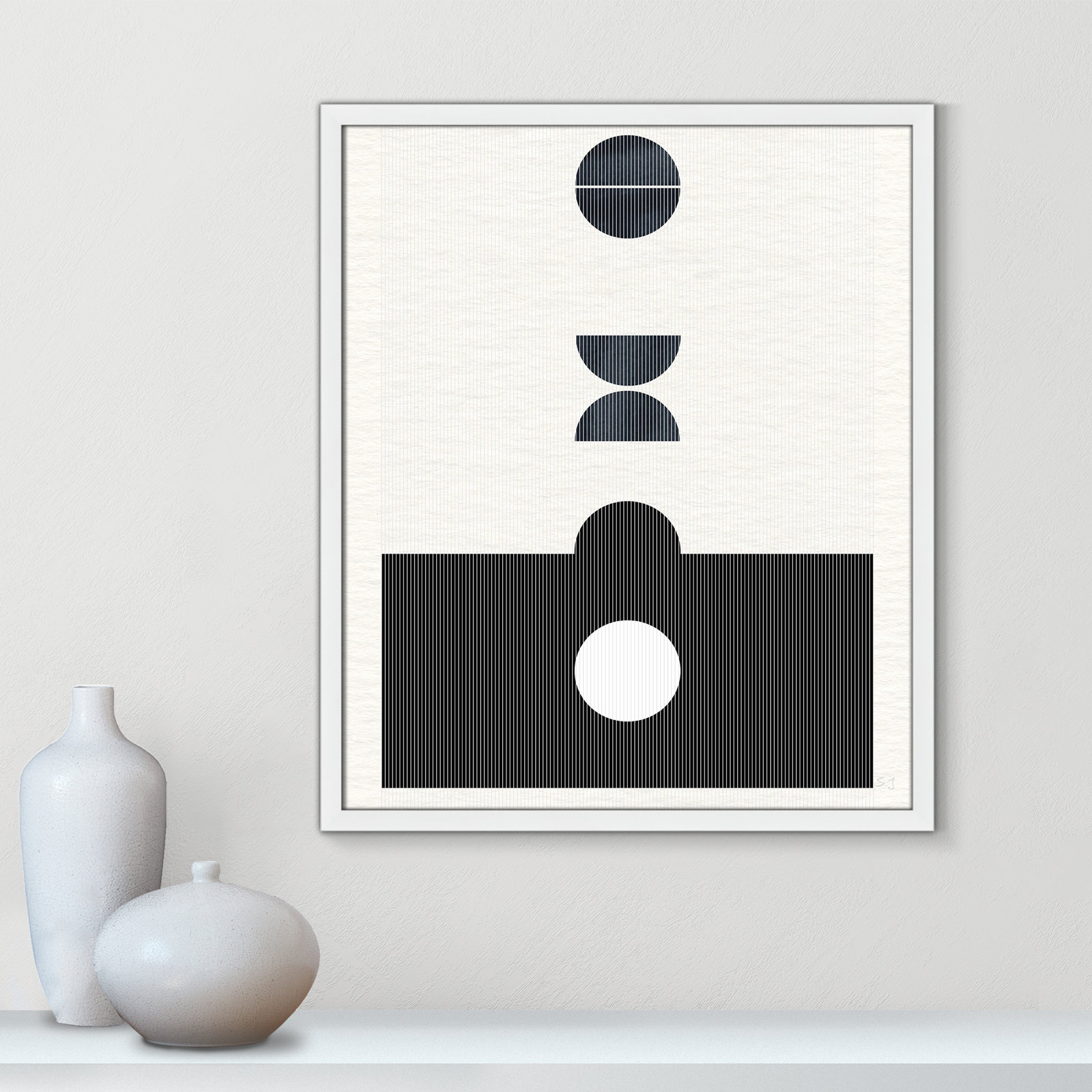 Eclipse I Print by Susan Jill, 25.5" H x 21.5" W x 0.75" D, Satin White Framed