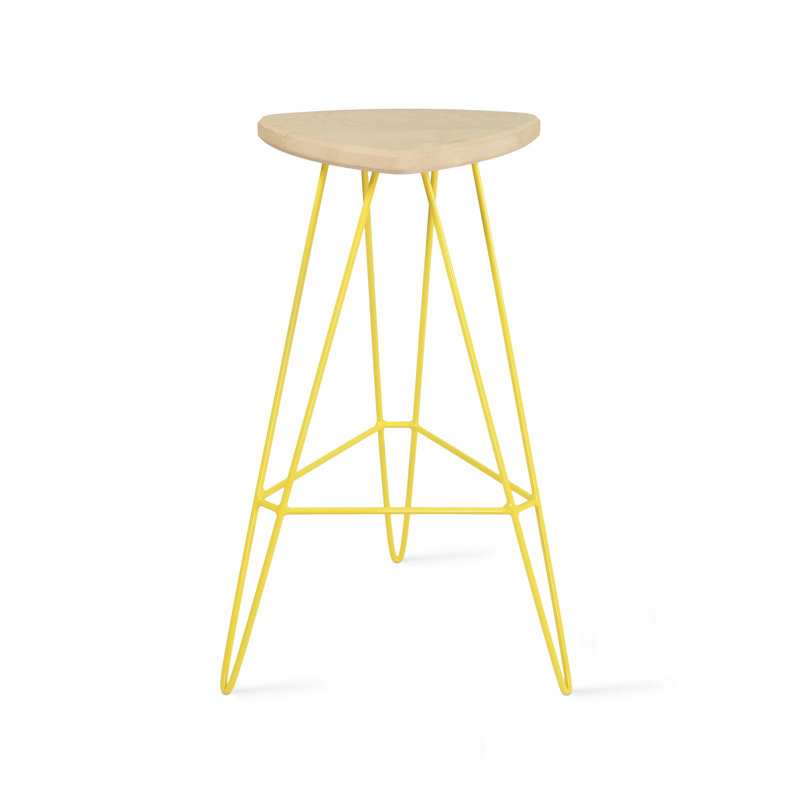 Madison Counter Stool with Metal Frame, Yellow, Maple, Bar Stool (30" Seat Height)