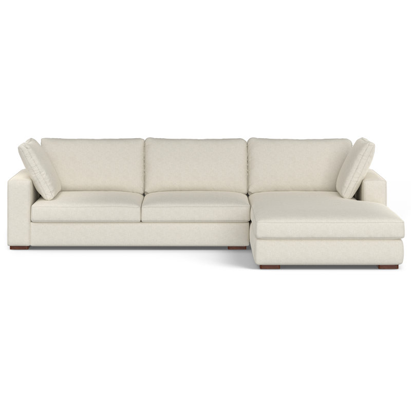 Charlie Large Deep Seater L-Shaped Performance Fabric Sofa in Contemporary Style, Cream, Right Sectional Sofa