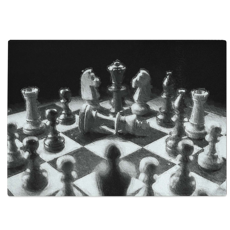 Tempered Glass Chess Checkmate Chopping Board, 28.5 cm W x 20 cm L