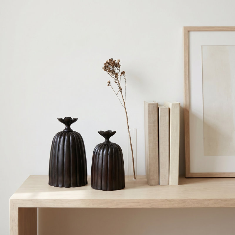 Ebony Wood Collection Wood Jar, 6.8"
